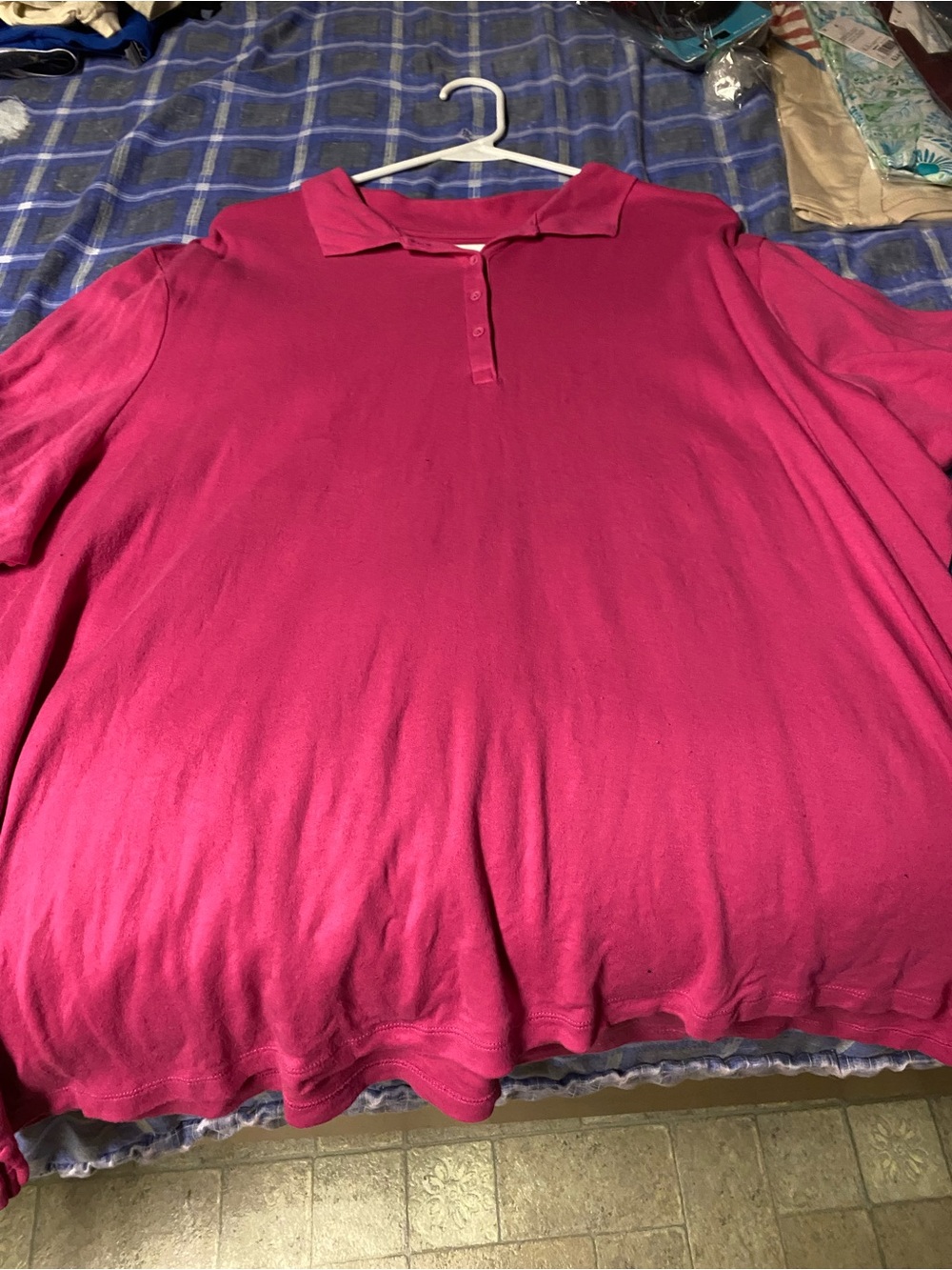 croft & barrow Women's Long Sleeve Polo in Bright Fuchsia